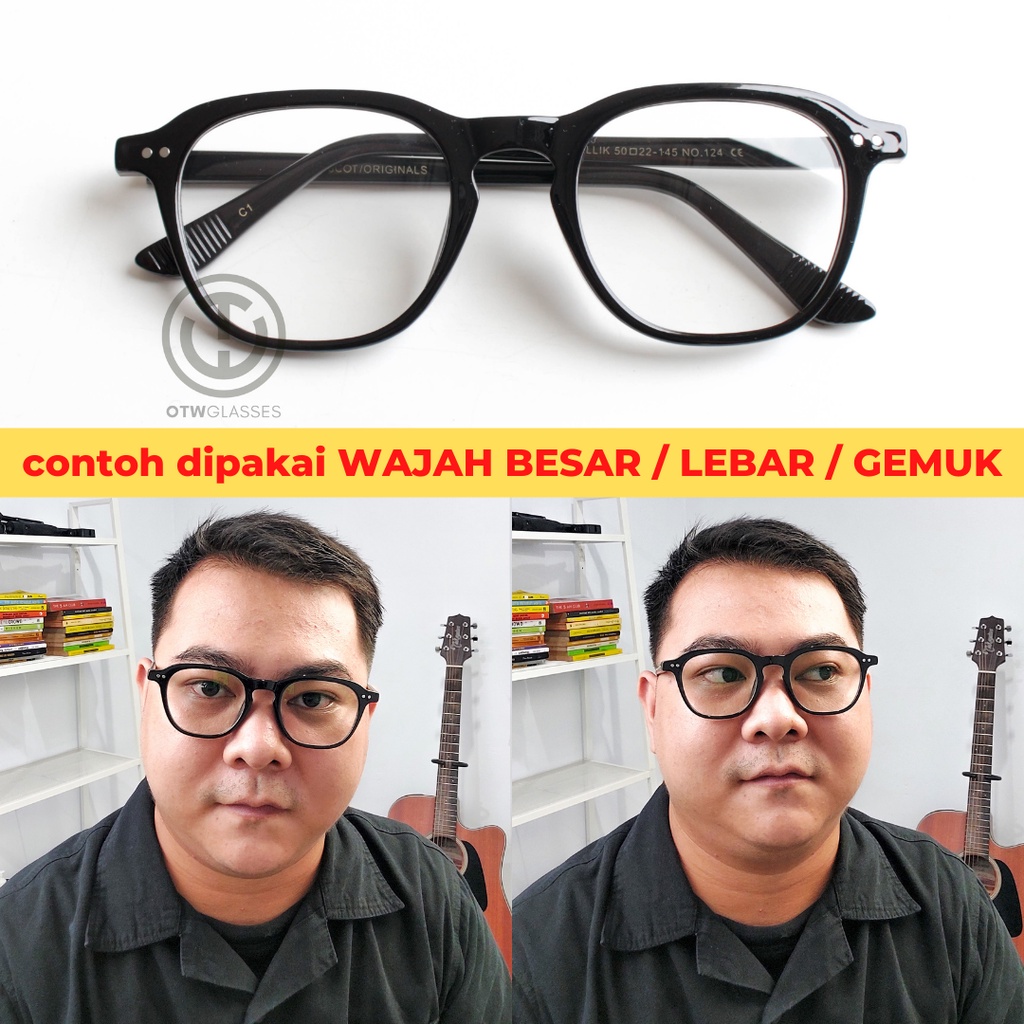UNIKA HITAM Frame Kacamata Wajah Lebar Kacamata Gemuk Kacamata Anti Radiasi Gadget Blueray Photochro