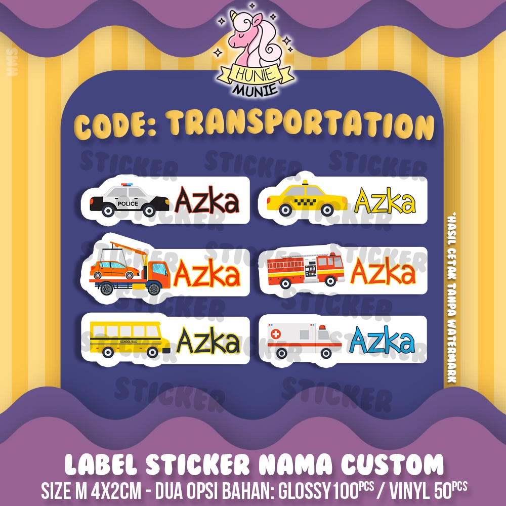 

Sticker Label Nama - Transportation Cars (100pcs) Stiker