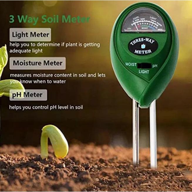 Buruan beli] Soil Analyzer 3 in 1 Moisture,PH,Light Meter Alat Cek Tanah - Tester