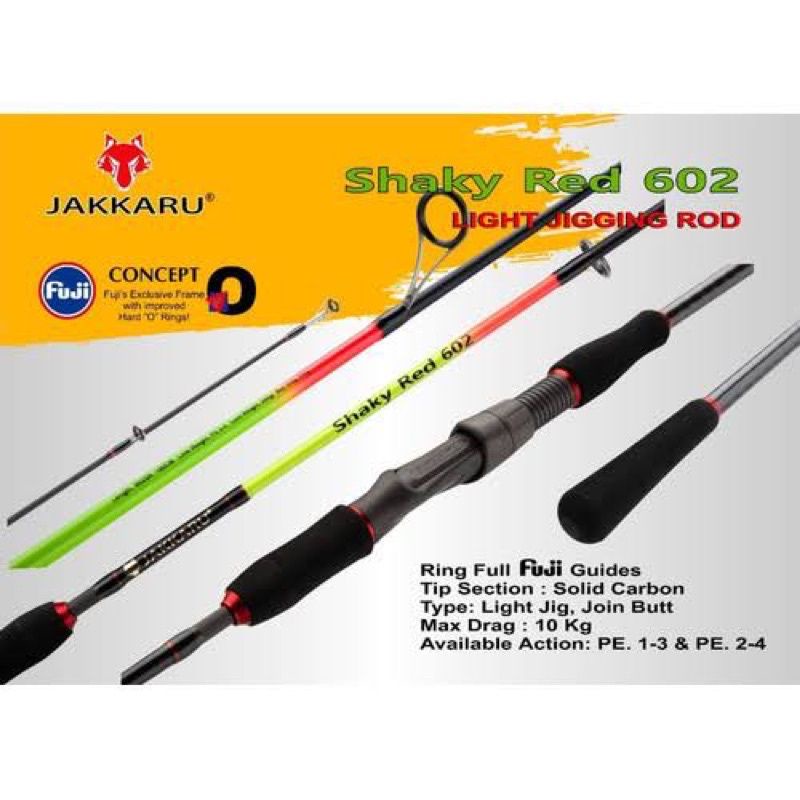 JORAN LIGHT JIGGING CARBON SOLID JAKKARU SHAKY RED 602 180 PE 1-3 2-4