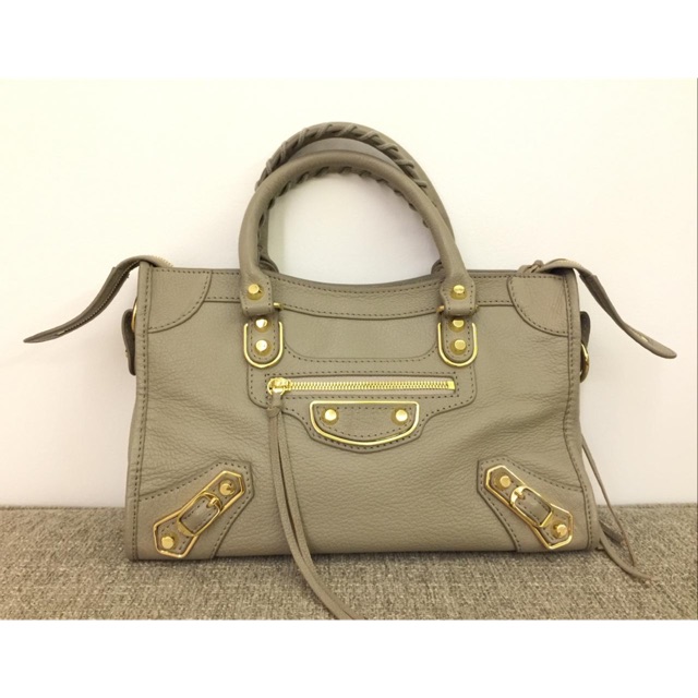 Preloved - Balenciaga Mini City Metallic Edge in Taupe GHW 24 cm (Super VVIP)