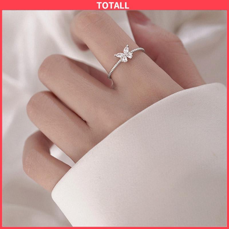 COD Cincin Kupu-Kupu Berlian Flash Cincin Jari Telunjuk Fashion Wanita Sederhana-Totall