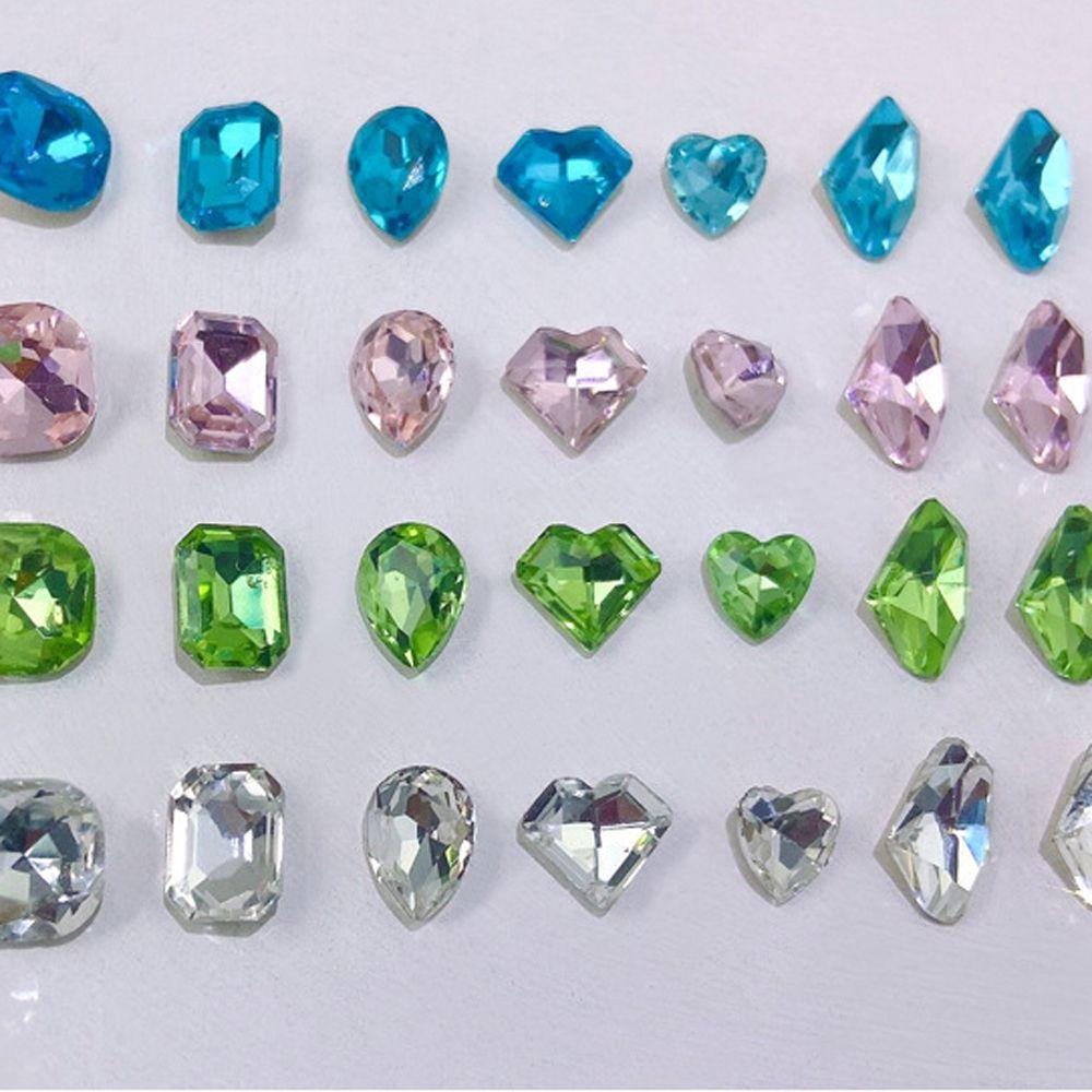 Mxbeauty Jantung Nail Art Rhinestones Fashion Jepang Cinta Hati Air Drop Berbentuk Manicure Aksesoris Persegi Panjang 3D Perhiasan Kuku