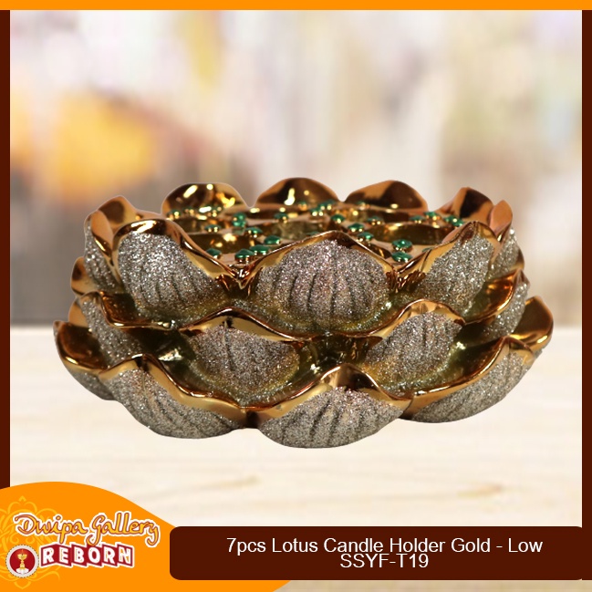 Tempat Lilin Candle Holder Fiber Gold 7 Warna Teratai (Lotus)