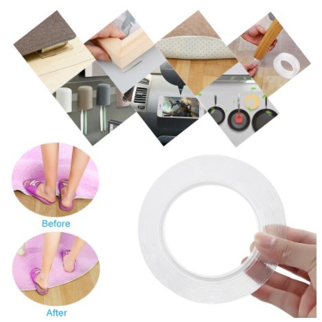 [ISOLASI] - SzGlue Double Tape Perekat Transparent No Trace Washable Sticker (3 x 0.1 cm)