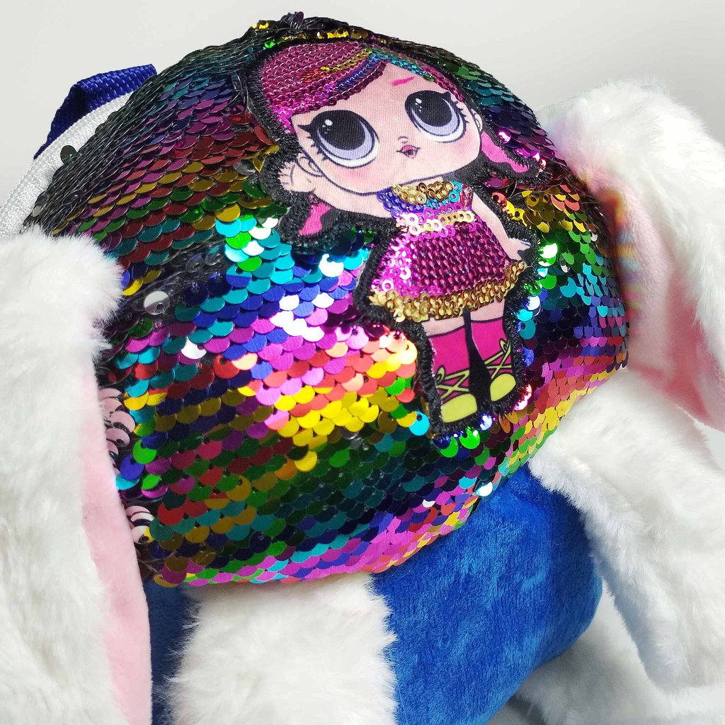 TAS ANAK PEREMPUAN RANSEL LOL SEQUIN BUNNY import LED KUPING MENYALA TAS WANITA LOL sequin terlaris TSF