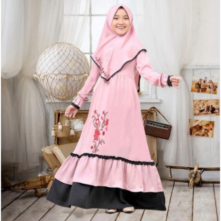 SET ALES SYARI KIDS BO Baju Gamis Syari Anak Perempuan Model Terbaru 2020 Baju Anak Umur 10-12 Tahun