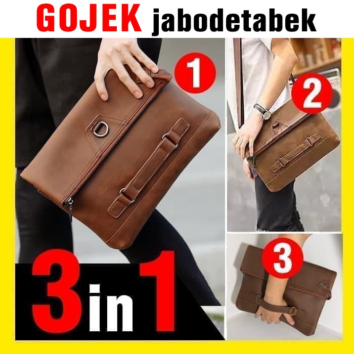 Clutch Ysl Cassandre Medium Tassel Lambskin Hitam  JJ39  Clutch Handbag Hand Bag Tas Pria Kulit -