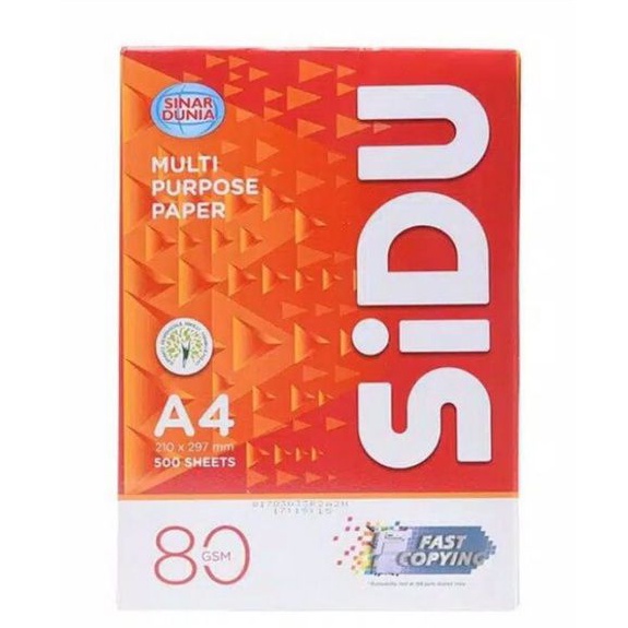 

KERTAS PRINT HVS A4 SIDU 80 GSM @20 Lembar