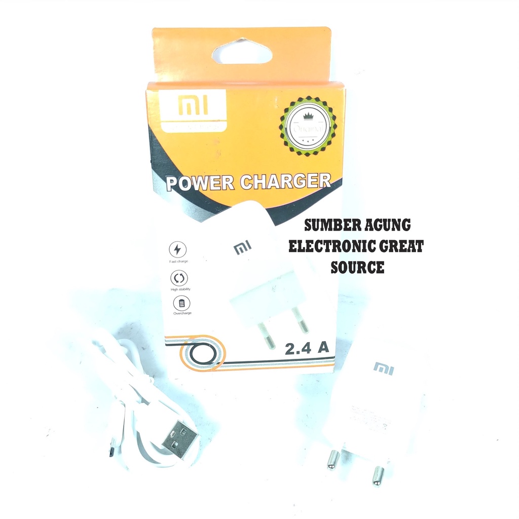 Power Charger Untuk HP Xiaomi Mi 2.4A Fast Charge High Quality Dus Oranye