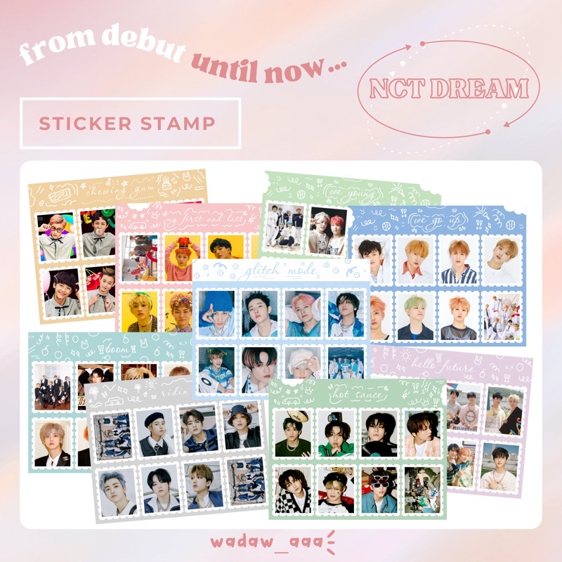 

Stiker Stamp NCT Dream From Debut Until Now Kpop Gift Deco Kado Hadiah Murah Pc Perangko mark renjun jeno haechan jaemin chenle jisung sticker chewing gum my first and last mfal we young joy we go up wgu boom ridin hot sauce hotsa hello future glitch mode