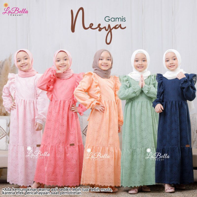 LABELLA 2-3 tahun Casual Gamis Anak NESYA Brokat Pesta Halus