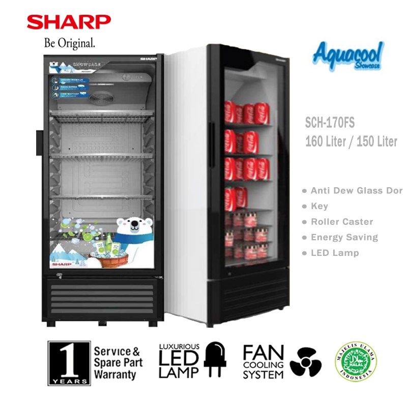 SHARP SHOECASE LEMARI PENDINGIN MINUMAN SCH170FS