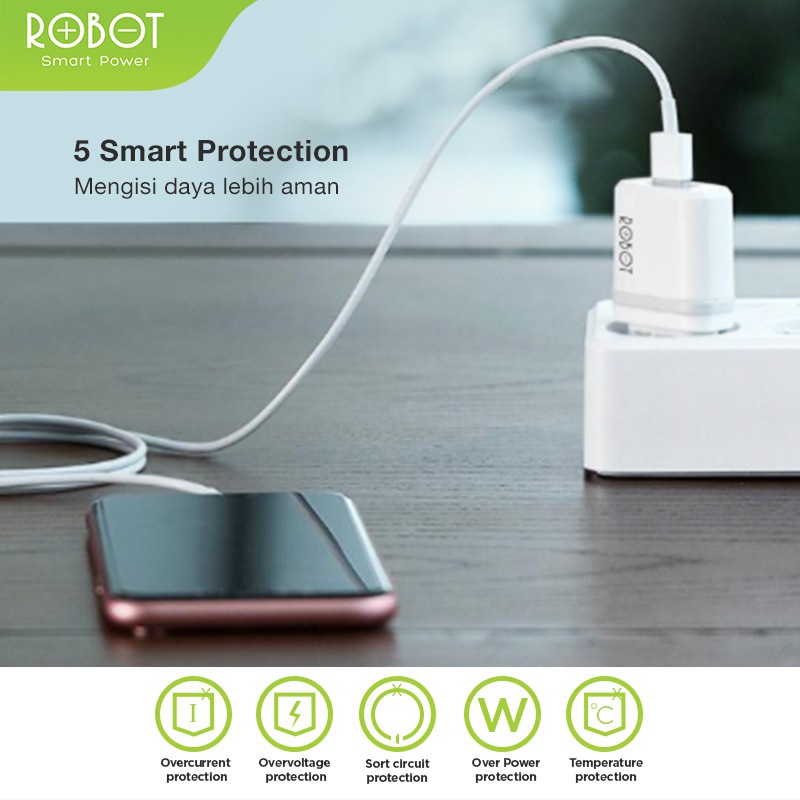 Robot Charger RT-K7 Fast Charging Kabel Micro Original Casan Quick Charge Dual - Garansi 1 Tahun