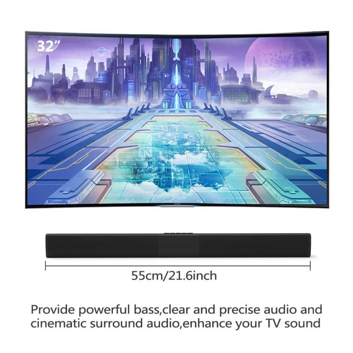 Soundbar Bluetooth Speaker PC TV Komputer Home Theater Bass 20W