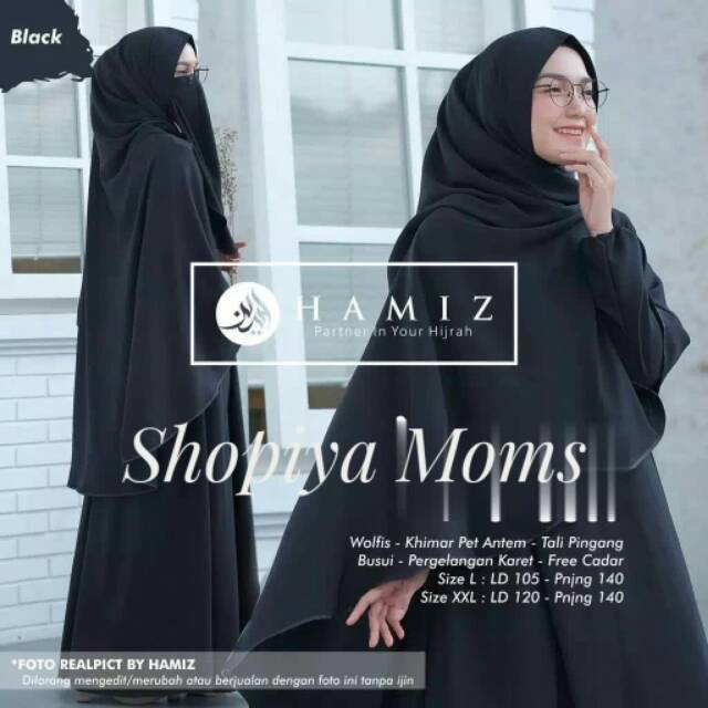 SHOFIYA MOMS SYARI gamis Dewasa set khimar besar dan set cadar premium wolfis TERBARU