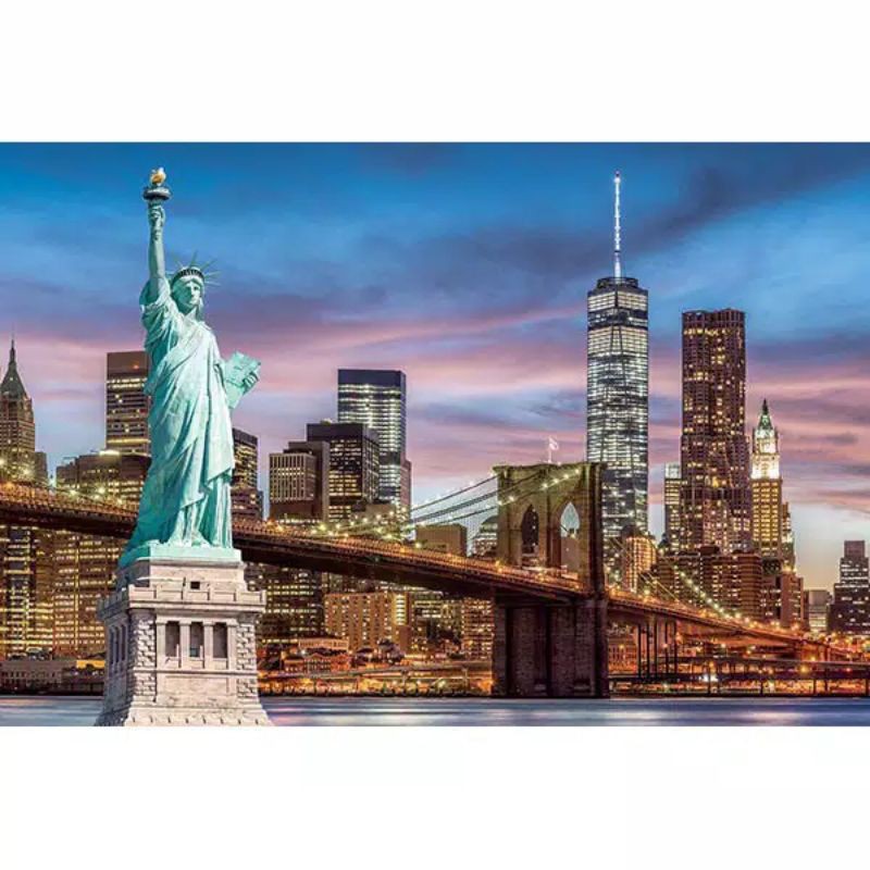 Puzzle 1000 - Jigsaw Puzzle 1000 - Puzzle 1000 pcs The Statue Of Liberty and Brooklyn Bridge USA - P