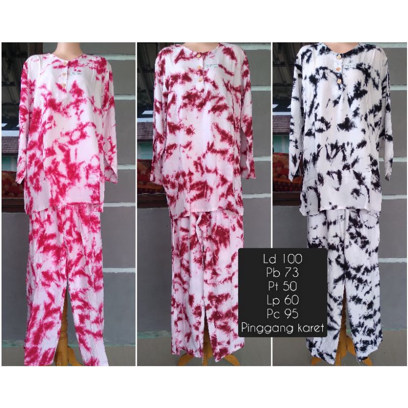 ONE SET TIE DYE LENGAN PANJANG KENCANA UNGU PRABU KUP PIYAMA LD 100