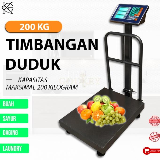 Timbangan Duduk Digital 200 KG Pagar Sembako Buah Beras Barang Paket