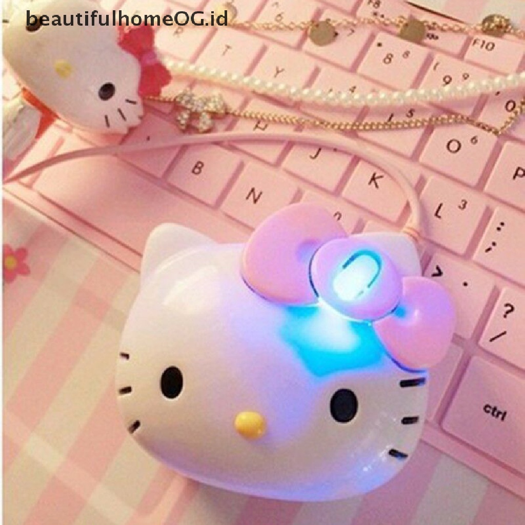 Mouse Gaming Optical Kabel Usb 2.0 Desain Hello Kitty 3d Warna Pink