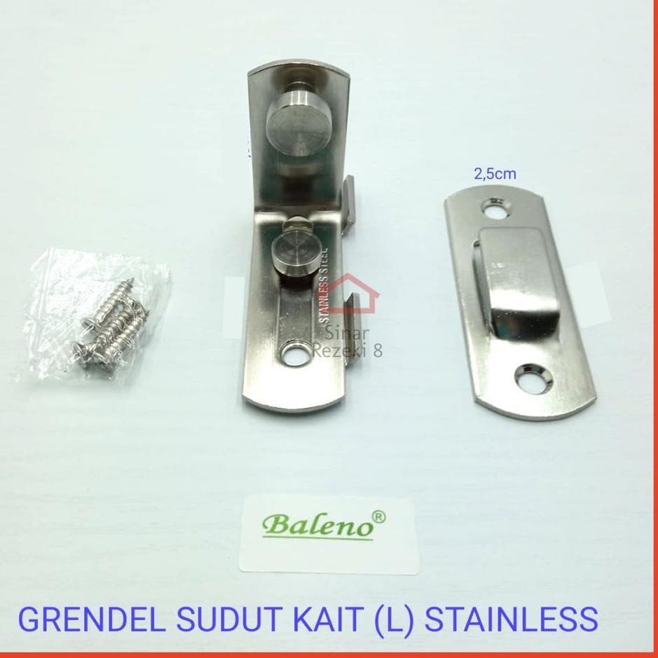 Grendel Sudut Kait / Cantol Pintu Kunci Geser Gembok Kamar Slot Jendela Gerendel