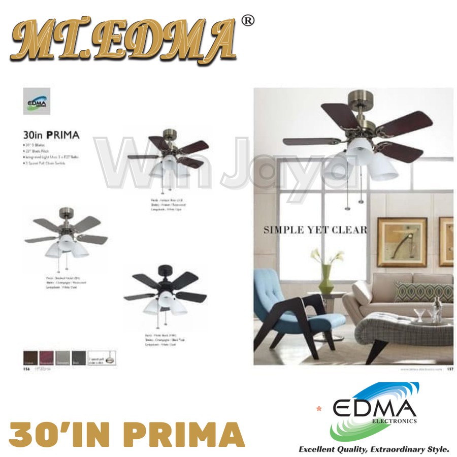 MT EDMA PRIMA 30 INCH KIPAS ANGIN BALING GANTUNG DENGAN LAMPU HIAS