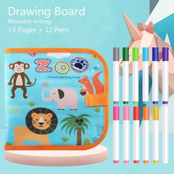 REUSABLE DRAWING BOOK BUKU BELAJAR MENGGAMBAR ANAK BISA DI HAPUS