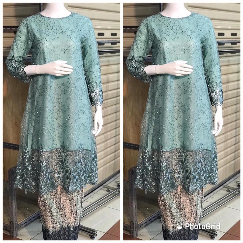 KRJP16  Set Kebaya Tunik Bordir-Kebaya Bordir-Kebaya Tulle Bordir-Kebaya Wisuda