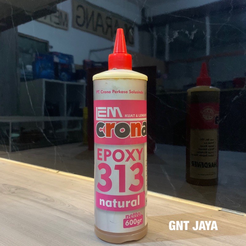 1set LEM CRONA EPOXY 313 NATURAL 600gr resin HARDENER set outdoor application tape sealant botol