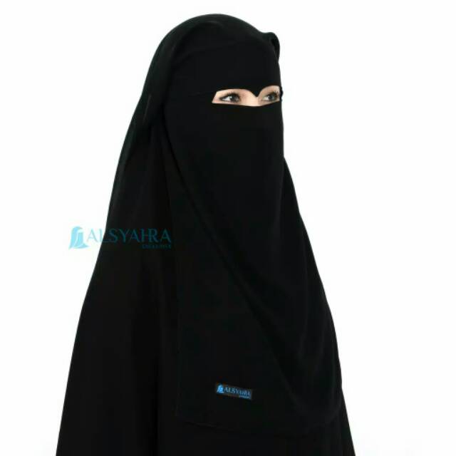 Niqab Yaman Eagle Eyes Sifon Sliky Jetblack By Alsyahra Exclusive