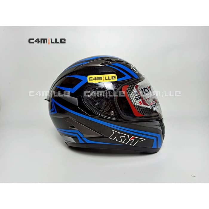 OFC HELM KYT FALCON 2 CARBON BLACK BLUE DOUBLE VISOR FULL FACE - M