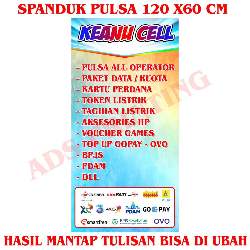 Spanduk Banner Backdrop Konter Pulsa Ukuran 60cm X 1cm Bagus Shopee Indonesia