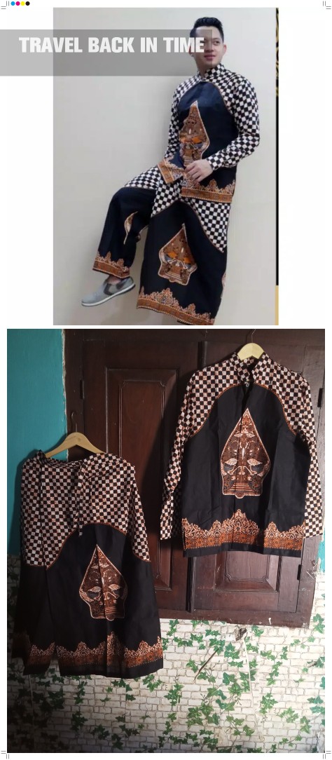 Setelan Clana Sarung & Koko Batik Solo Modern Lengan Panjang Dan Pendek Gunungan Hitam Kotak Kotak