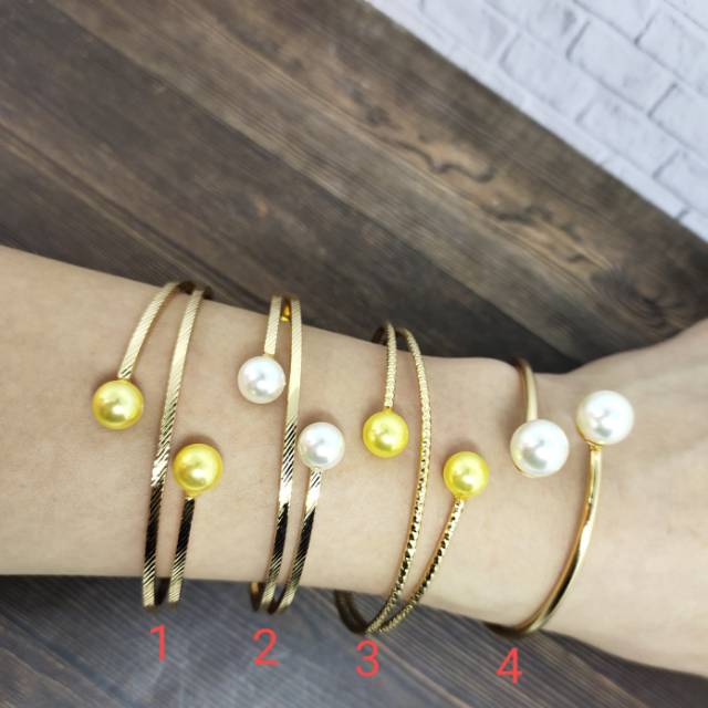 Fifi Fashion Perhiasan Gelang Model Mutiara Lapis Emas