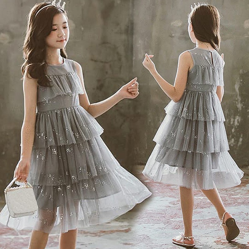 Dress Anak Perempuan Tutu Glitter Gray