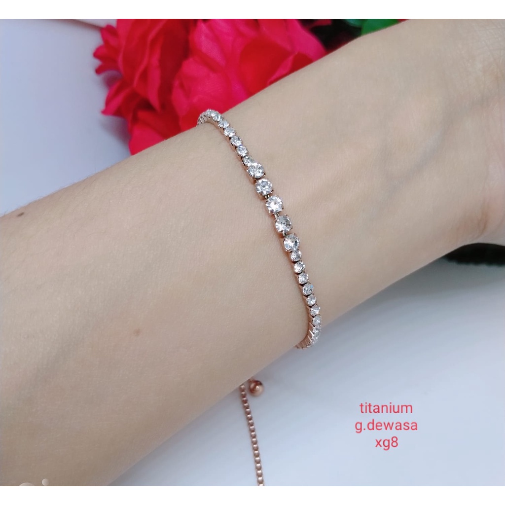 gelang serut titanium perhiasan aksesoris lapis emas anti luntur dan anti karat