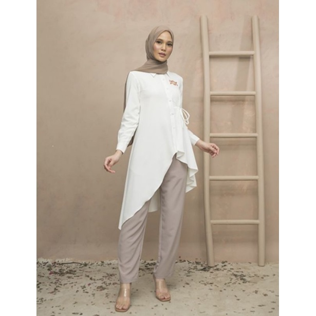 Wearing Klamby Chloe Tunic in Antique White