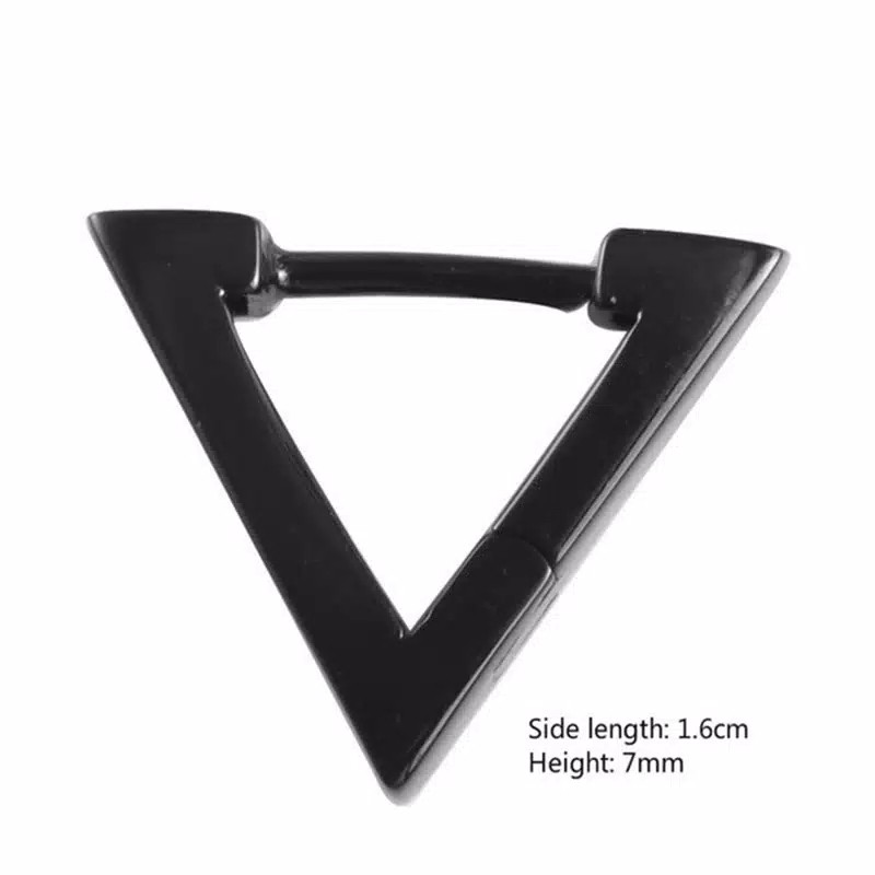 Anting Segitiga Warna Hitam dan Silver Untuk Pria Triangle Earrings For Men