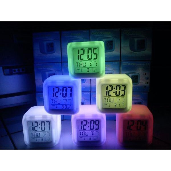 Jam Moody Kubus Berubah 7 Warna / Moody Clock Alarm LED / Souvenir