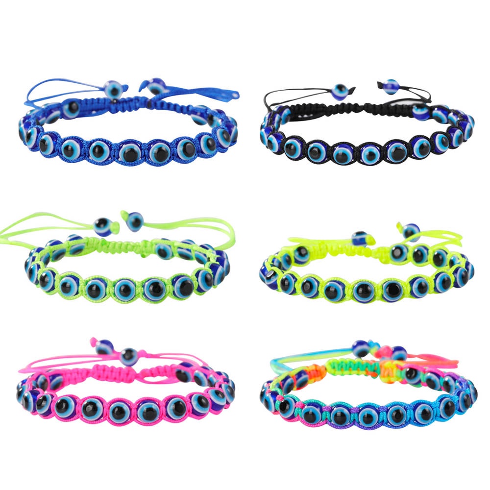 Gelang Tenun Tangan Desain Mata Iblis Warna-Warni Untuk Pria Dan Wanita