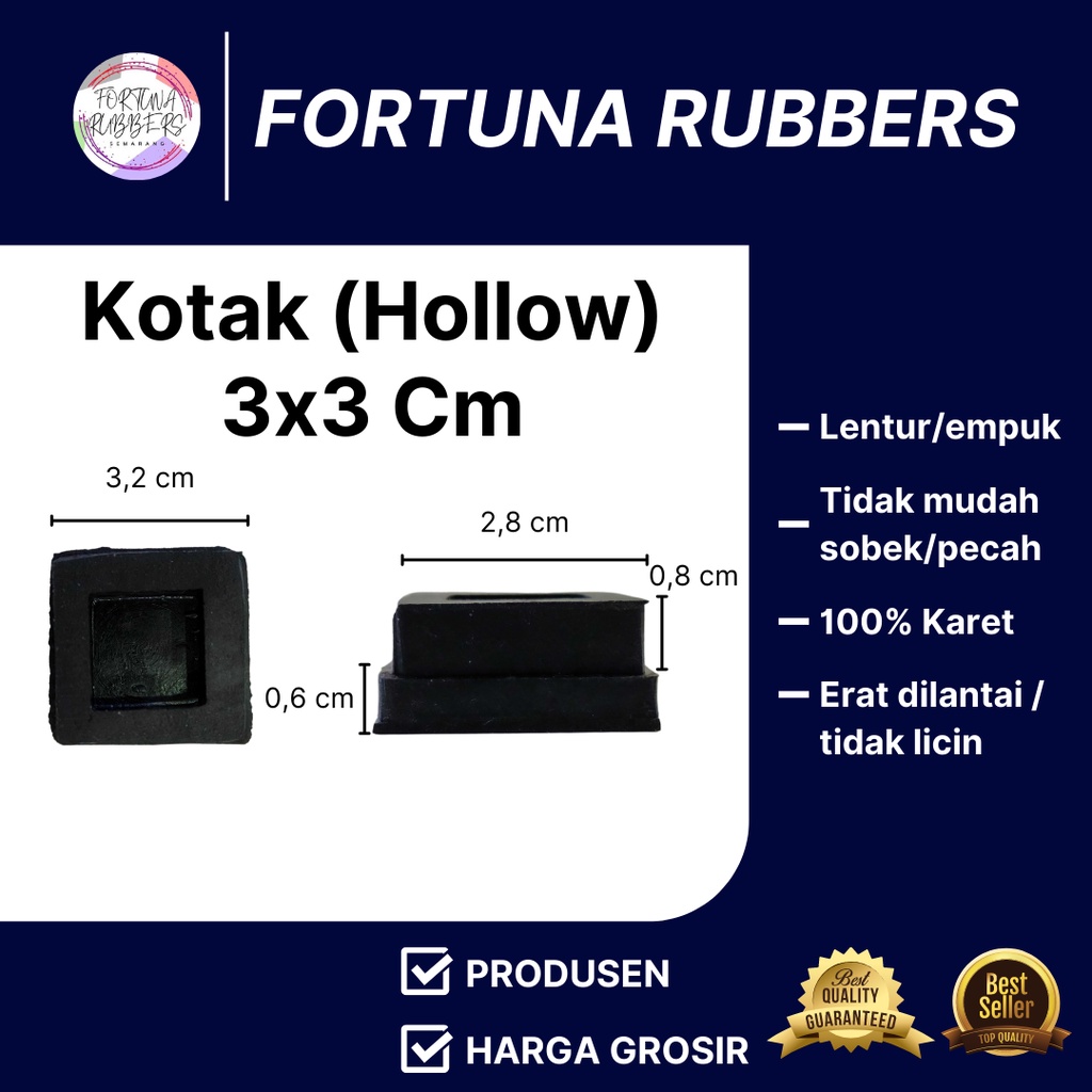 KARET KAKI KURSI MEJA HOLLOW / KOTAK 3CM X 3CM