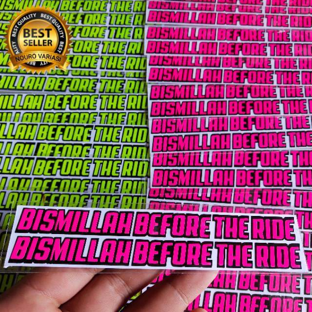 stiker cutting BISMILLAH BEFORE THE RIDE pink kata kata buat visor kaca helm kyt nhk ink nolan zeus