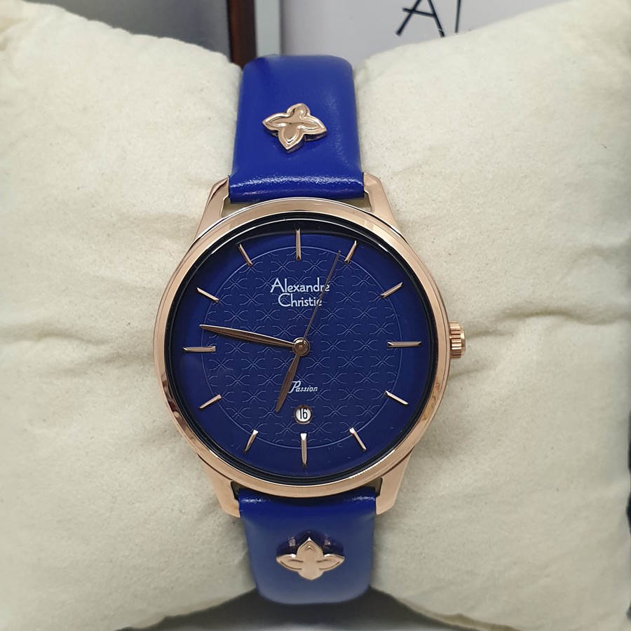 Alexandre Christie Ac 2777 Rosegold Blue, Jam Tangan Wanita, Original