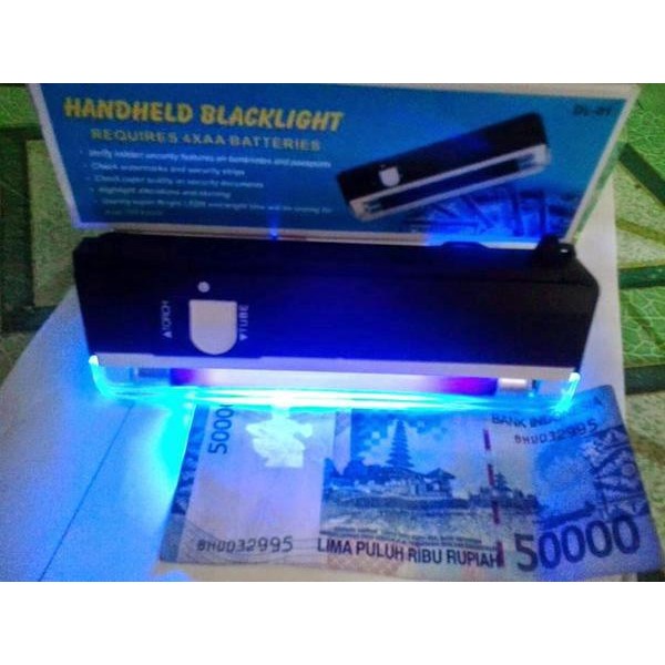 alat pendeteksi uang palsu sinar UV money detector mini