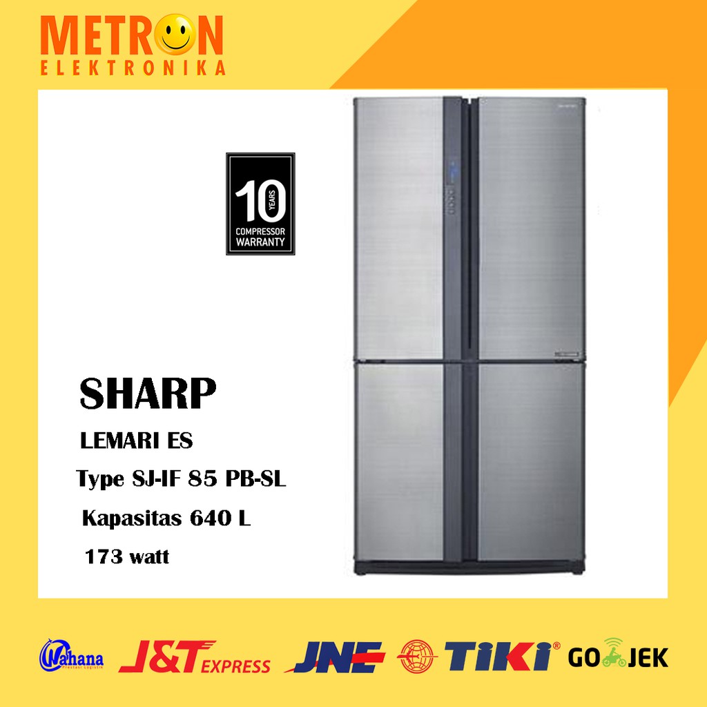 SHARP SJ IF85PBSL SIDE BY SIDE KULKAS LEMARI ES 4 PINTU 640 LITER / SJIF85PBSL