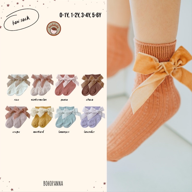 Bohopanna Bow Sock / Kaos Kaki Bayi Anak 0-6thn