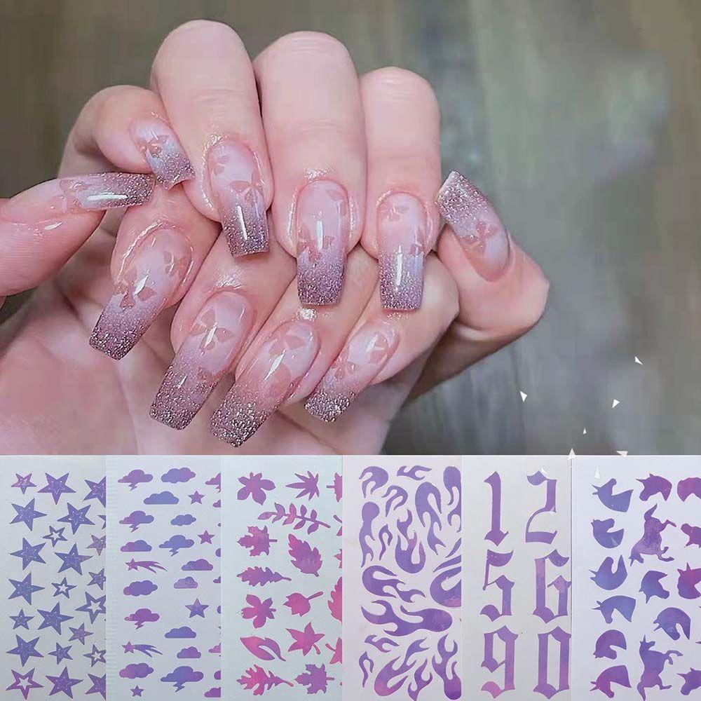 MXBEAUTY Cat Semprot Stiker Kuku DIY Fashion Nail Art Dekorasi Manicure Snowflake Butterfly Pattern Spray Template Sticker