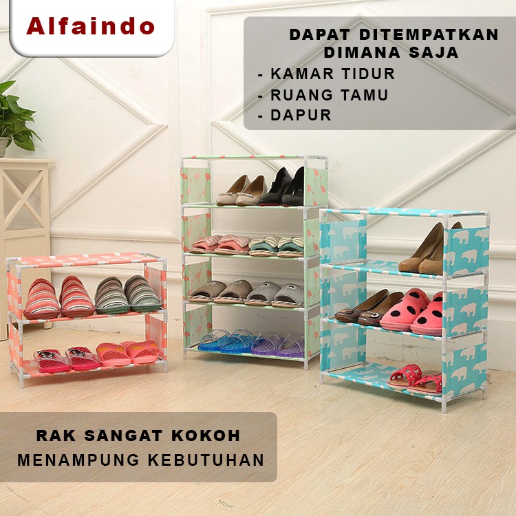 Alfaindo Rak Sepatu 5 Susun Portable  Rangka Besi Murah Kuat Praktis RS016