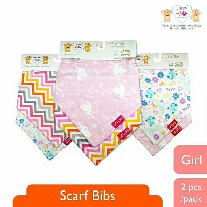 Celemek Bayi Slabber Bib Segitiga Libby Scarf Girls isi 2pcs