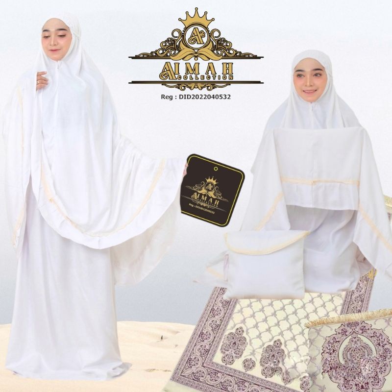 BISA CODMukena Putih Renda AISYAh Mukena Atas Bawah Putih Polos JUMBO Bahan Rayon | Mukena Setelan D